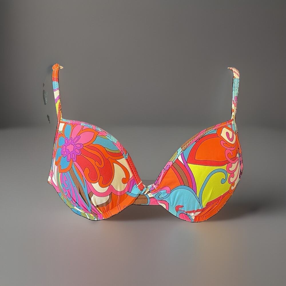 Trina Turk Fiji Flowers Underwire Padded Bikini Top Multicolor Size 8